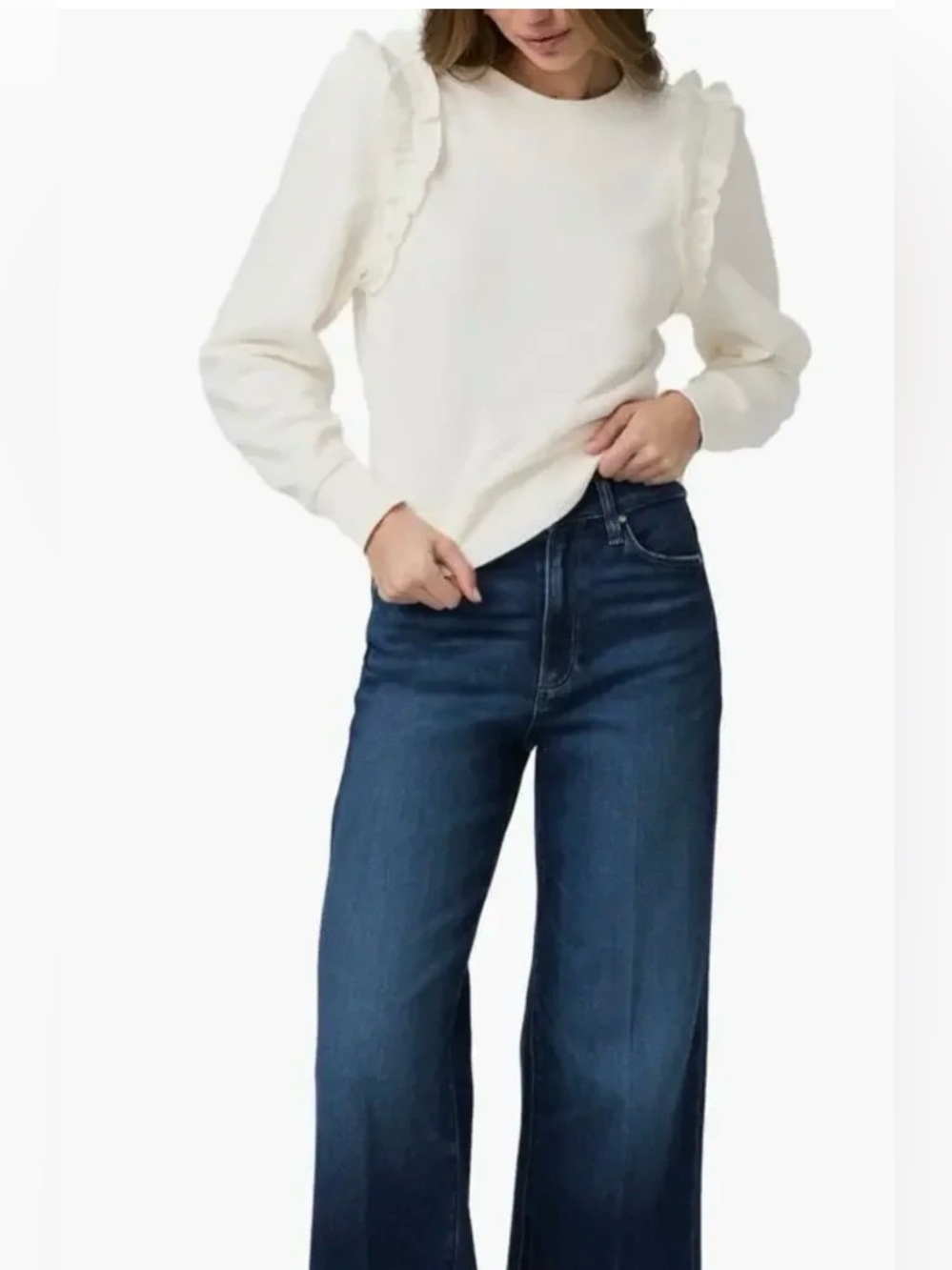 Paige $179 Alfira Ruffled Cotton Sweatshirt